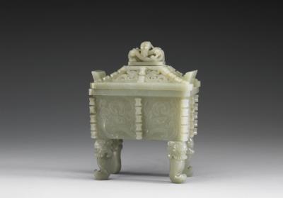 图片[2]-Jade square ding cauldron with animal-mask pattern, Qing dynasty (1644-1911)-China Archive